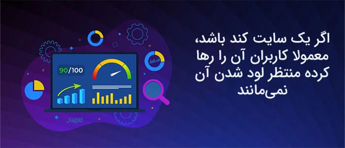 مانیتور با امتیاز 90/100 و سرعت‌سنج با متن ترک سایت‌های کند