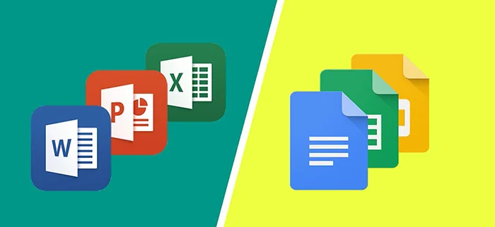آیکون‌های Word، PowerPoint و Excel در برابر Docs، Sheets و Slides گوگل