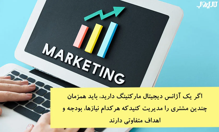 13 عضو کلیدی تیم دیجیتال مارکتینگ 5 عکس نوشته ای درباره اینکه اگر یک آژانس دیجیتال مارکتینگ دارید، شرایط کارتان با یک فروشگاه اینترنتی یا یک شرکت B2B فرق میکند، زیرا دیگر فقط روی یک کسبوکار تمرکز ندارید، بلکه باید همزمان چندین مشتری را مدیریت کنید که هر کدام نیازها، بودجه و اهداف متفاوتی دارند.