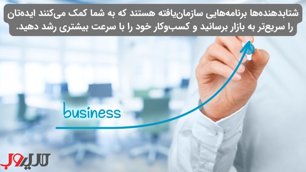 راهنمای جامع راهاندازی استارتاپ در ایران (نقشه راه ۱۴۰۴) 7 عکس نوشته ای درباره اینکه شتابدهندهها (Accelerators) برنامههایی سازمانیافته هستند که به شما کمک میکنند ایدهتان را سریعتر به بازار برسانید و کسبوکار خود را با سرعت بیشتری رشد دهید.