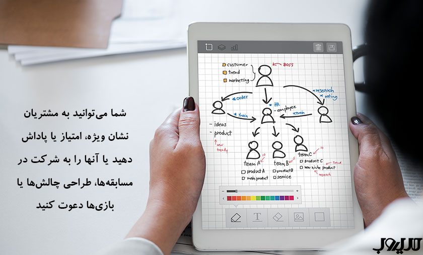 ۲۹ روش ثابتشده جذب مشتری با تمرکز بر مسیرهای ارتباطی متنوع 8 عکس نوشته ای درباره اینکه شما می توانید به مشتریان نشان ویژه امتیاز یا پاداش دهید یا آنها را به شرکت در مسابقه ها طراحی چالش ها یا بازی ها دعوت کنید