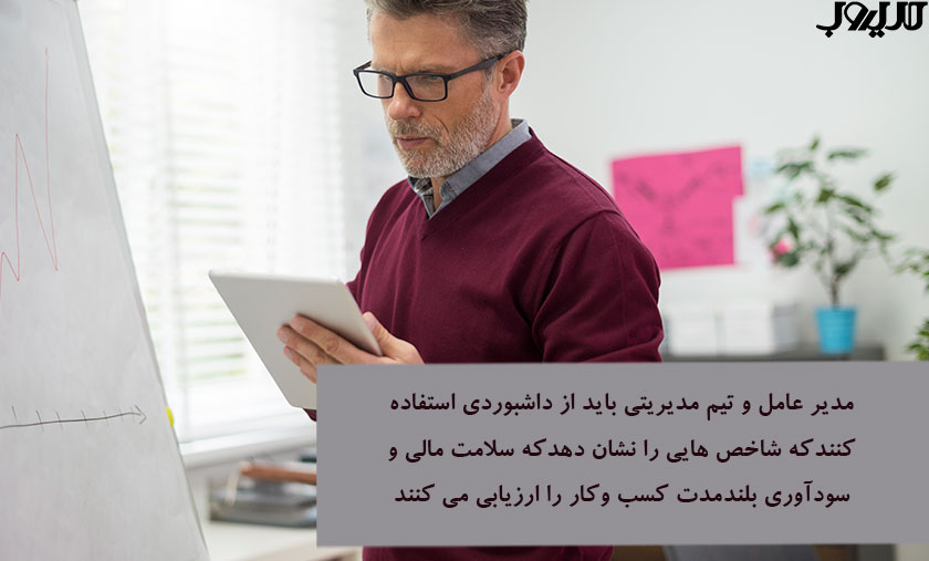 KPIها (شاخصهای کلیدی عملکرد) در دیجیتال مارکتینگ 8 عکس نوشته ای درباره اینکه مدیرعامل و تیم مدیریتی باید از داشبوردی استفاده کنند که شاخصهایی را نشان دهد که سلامت مالی و سودآوری بلندمدت کسبوکار را ارزیابی میکنند.